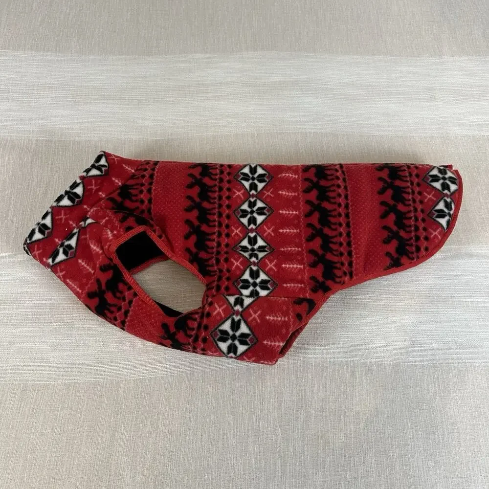 Bailey & Bella Dog Jacket Size XL Red Black Fleece Christmas Winter Coat Vest‎